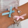 Süßes Und Cooles Schleifenanhänger-Armband für Damen, Einfaches Imitationsperlen-Stern-Schmuckarmband