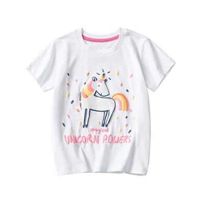 Summer New Children'S T-Shirt Girls White T-Shirt In Small Children Unicorn Printing Short-Sleeved T-Shirt Short-Sleeved Female