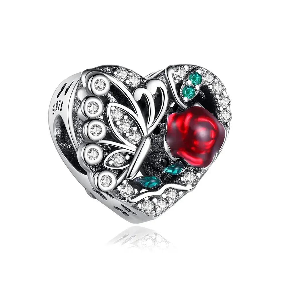 Original Copper Blue Heart Zircon Twelve Zodiac Signs Months Flowers Charms Beads Fit Bracelet Women Jewelry Diy Fine Gift