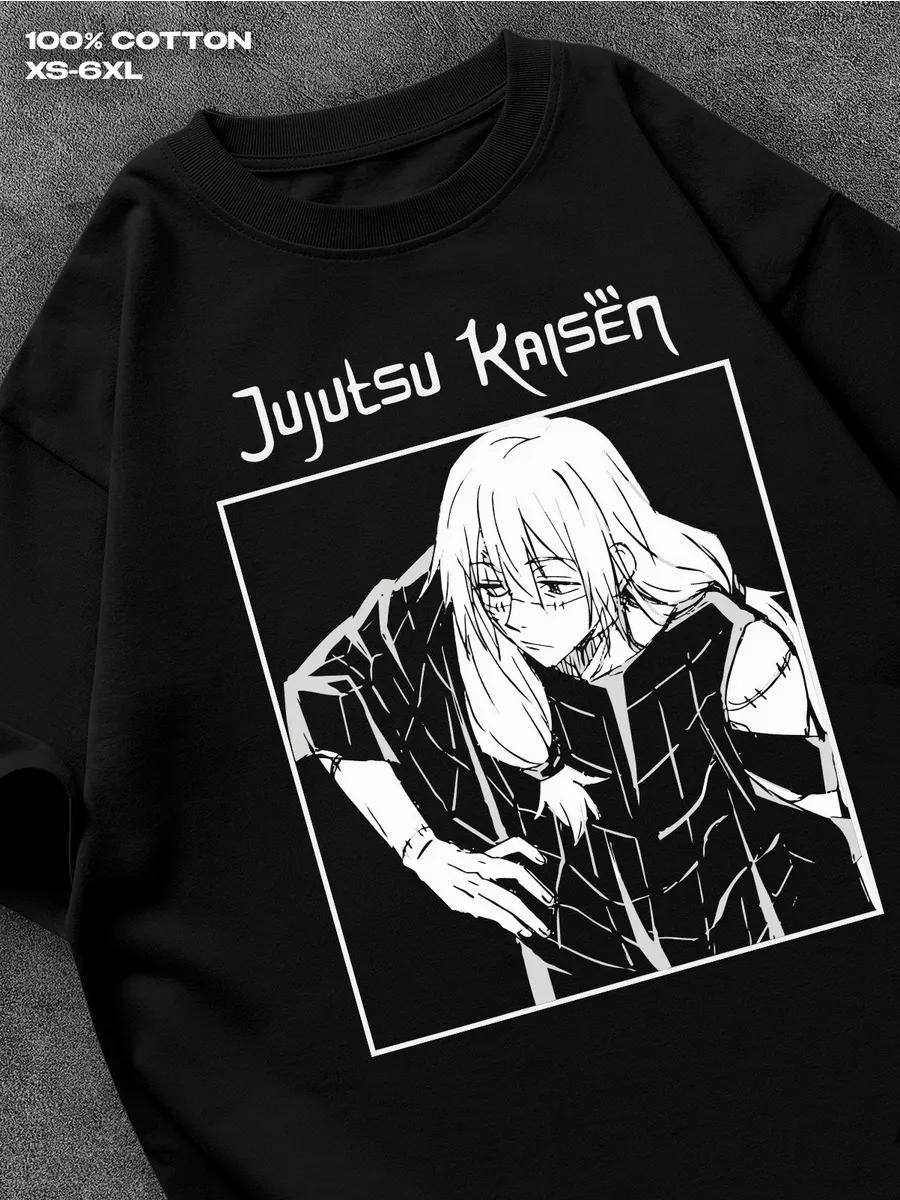 

Jujutsu Kaisen Махито черная футболка Мужская футболка Женские футболки с принтом букв Короткий рукав Футболка Повседневная уличная футболка Топ L