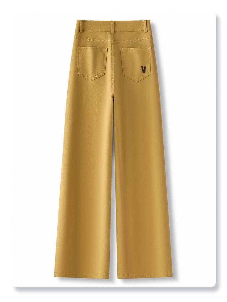 Women's Off-White High-Waisted Wide-Leg Jeans, 2025 Spring/Summer Loose Slimming Straight-Leg Pants.