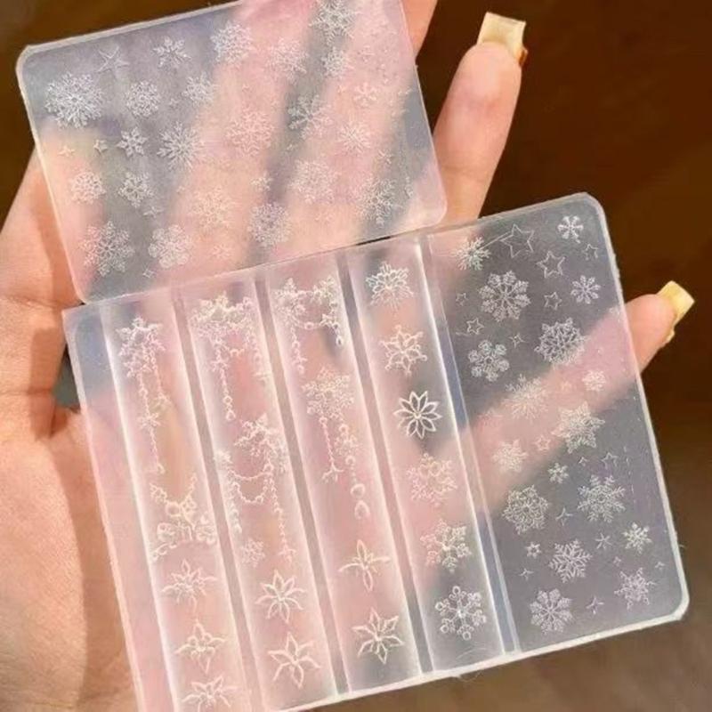 Nails Art Silicone Mold Snowflake Theme Manicure Training Tool Professional Manicure Supplies for Various Occasion