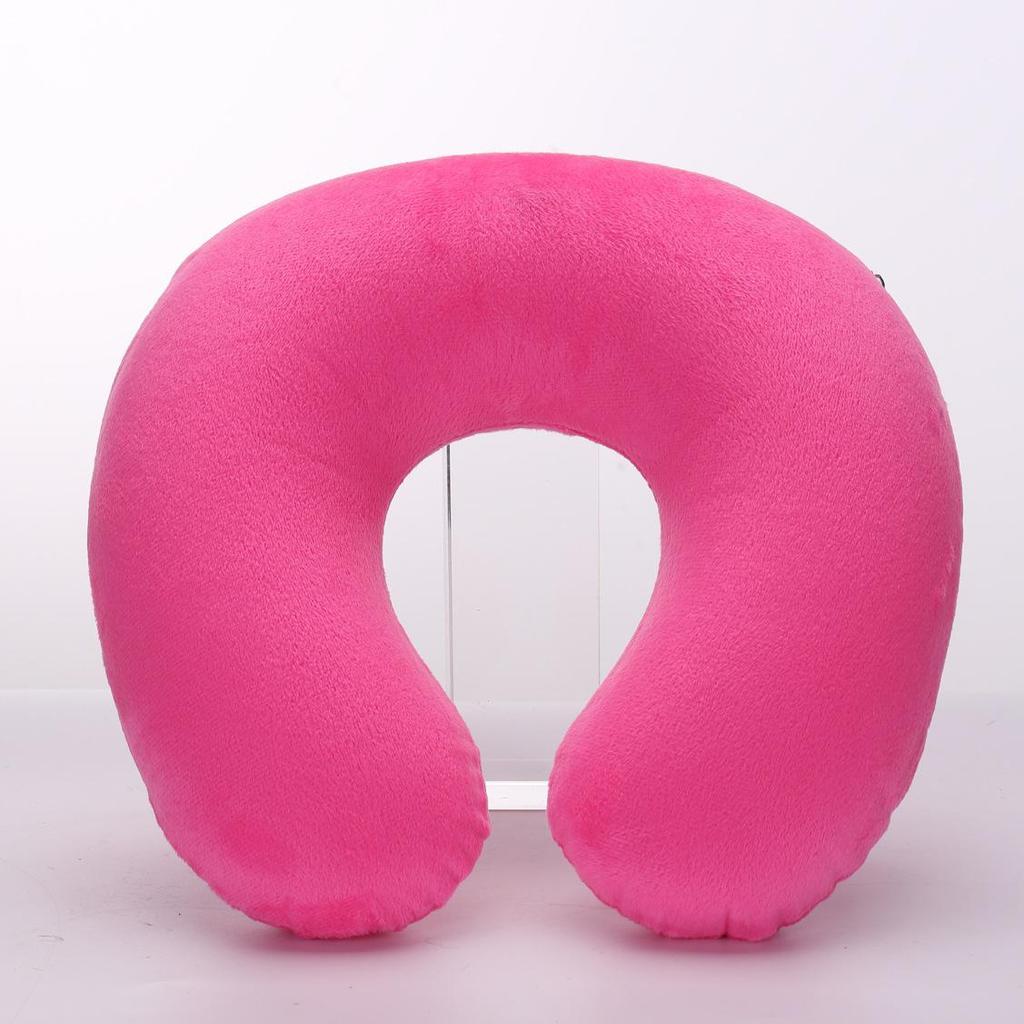 Promotional Inflatable U-Shaped Travel Neck Pillow with Plush Outerwear