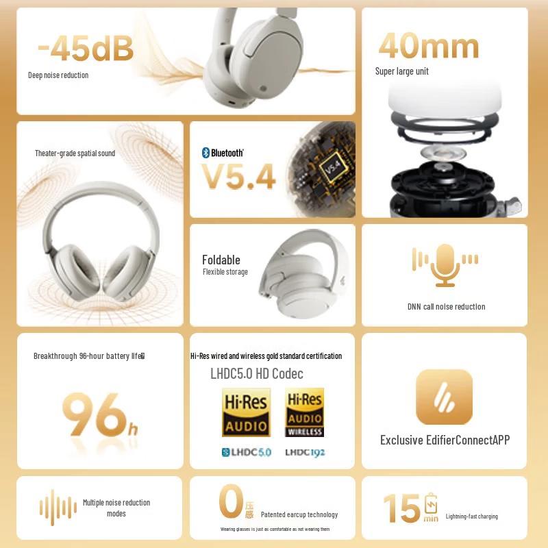Edifier W830NB Active Noise Cancelling Bluetooth Headphones