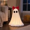 yangyizhi LED Ghost Decoration, Halloween Pink Bow Tabletop Ornament, Soft Fabric Haunted House Decor with Warm Glow for Home