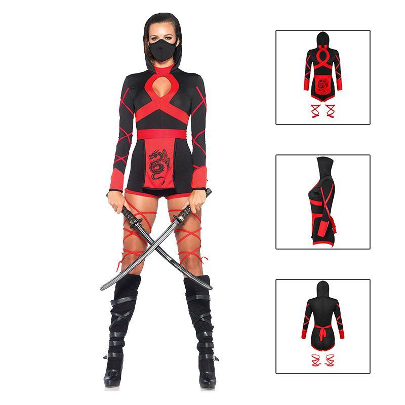 Cosplay Women Ninja Jumpsuit Warrior Halloween Costume Lady Fancy Outfits Dress