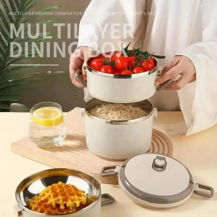 1/2-layer Stainless Steel Insulated Lunch Box Student Office Worker Portable Insulated Lunch Box Home Large Capacity Bento Box