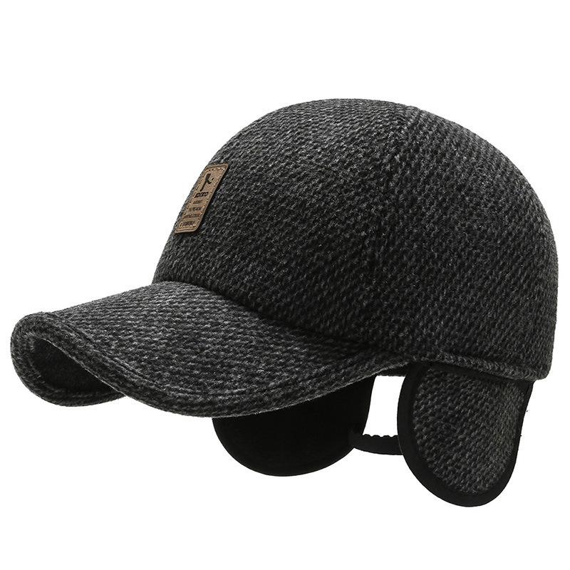 Men's Thickened Warm Duckbill Cap with Ear Protection - Casual Fashion for Middle-Aged and Elderly