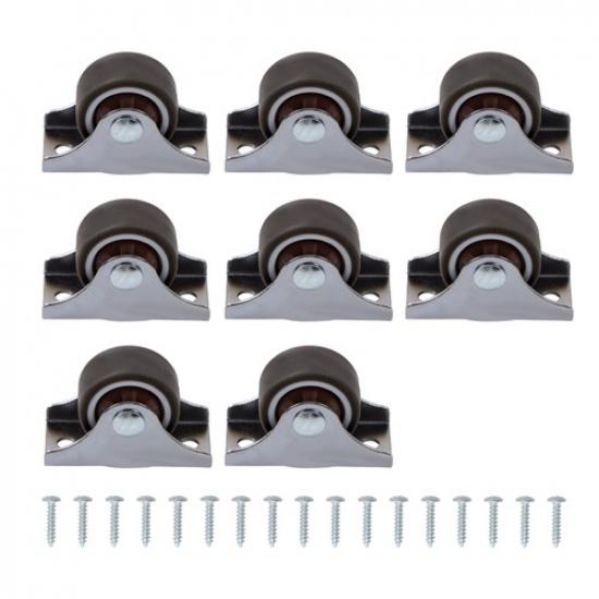 8Pcs Mini Caster Wheels 1 Inch Low Profile One-Directional Non Swivel Casters