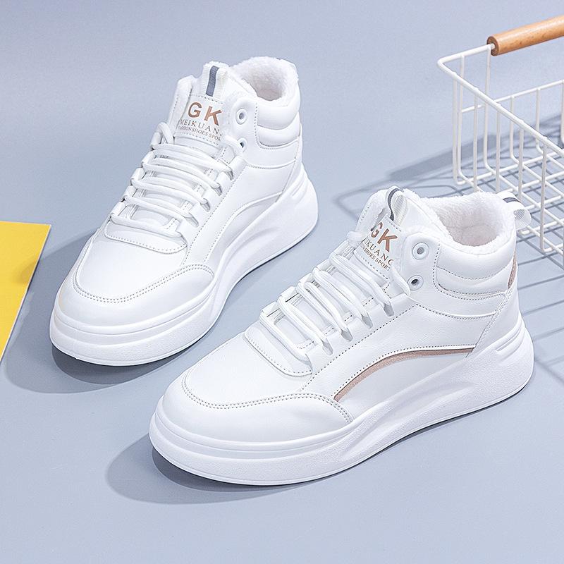 High Top Women Sneakers Casual Vulcanize Shoes Autumn Winter 2024 Comfortable Lace Up Platform Shoes Designer White Shoes Woman