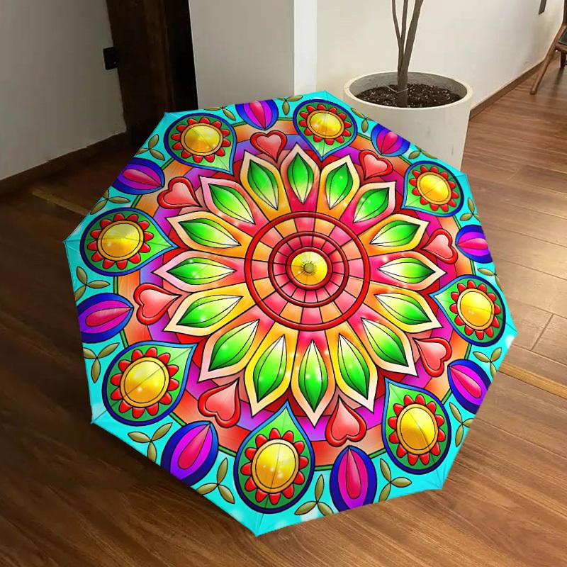 

1pc Mandala Artwork Automatic Open/Close Umbrella, Formal Events - Ideal Gift for Family or Friends, Outdoor Accessory yy251211261