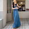Age Reduction and Thin Strap Skirt Denim Dress Women's Spring and Summer New Loose Tall Long Dress Blue Skirt