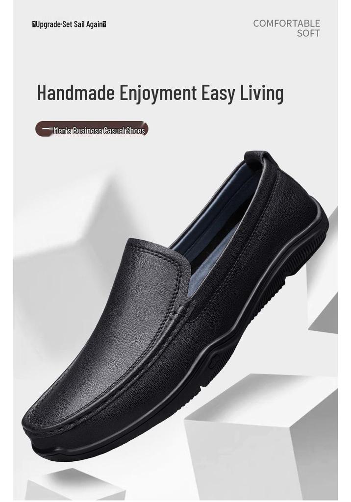 New Men's Genuine Leather Loafers: Breathable, Soft Sole Slip-on Casual Driving Shoes