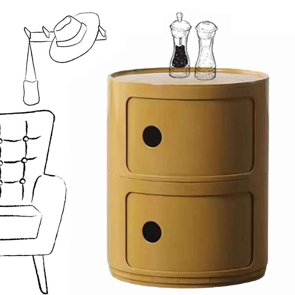 2/3 Layer Nordic Round Bedside Table Creative Sofa Side Table Nightstand Storage Locker for Living Room Bedroom