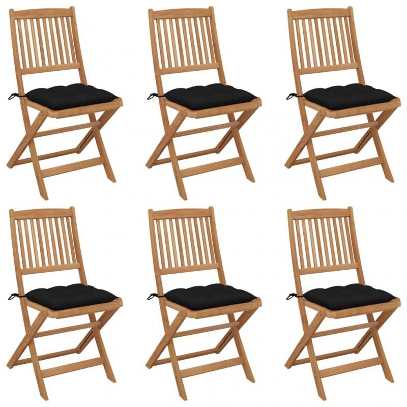 Day and Night - Day and Night Folding Garden Chairs 6 Units and Cushions Solid Acacia Wood