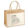 Beach Bag - PLANETEE - Jute with Pocket André Definition - Cotton - 43x33 Cm - Shoulder Straps