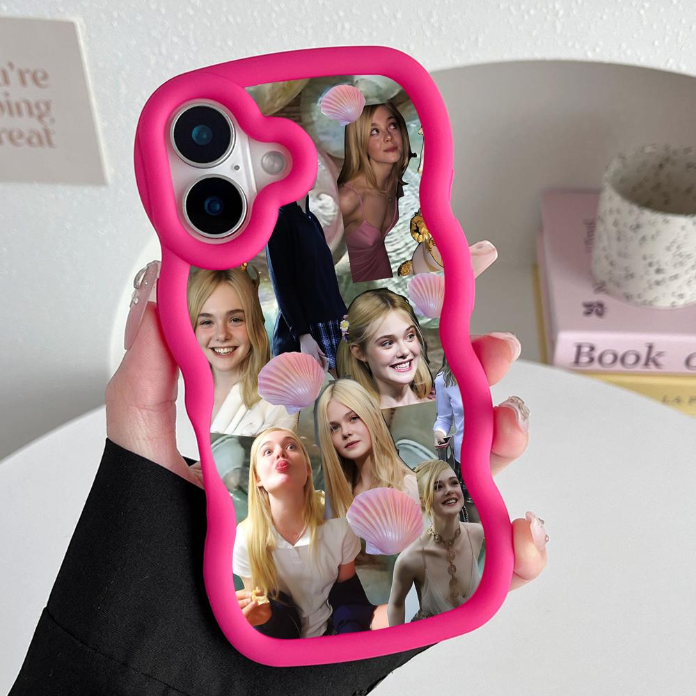 Elle Fanning Wavy Edge TPU Mobile Phone Case for iPhone 17 16 15 14 13 12 11 Air Pro Max Plus Colorful Cover