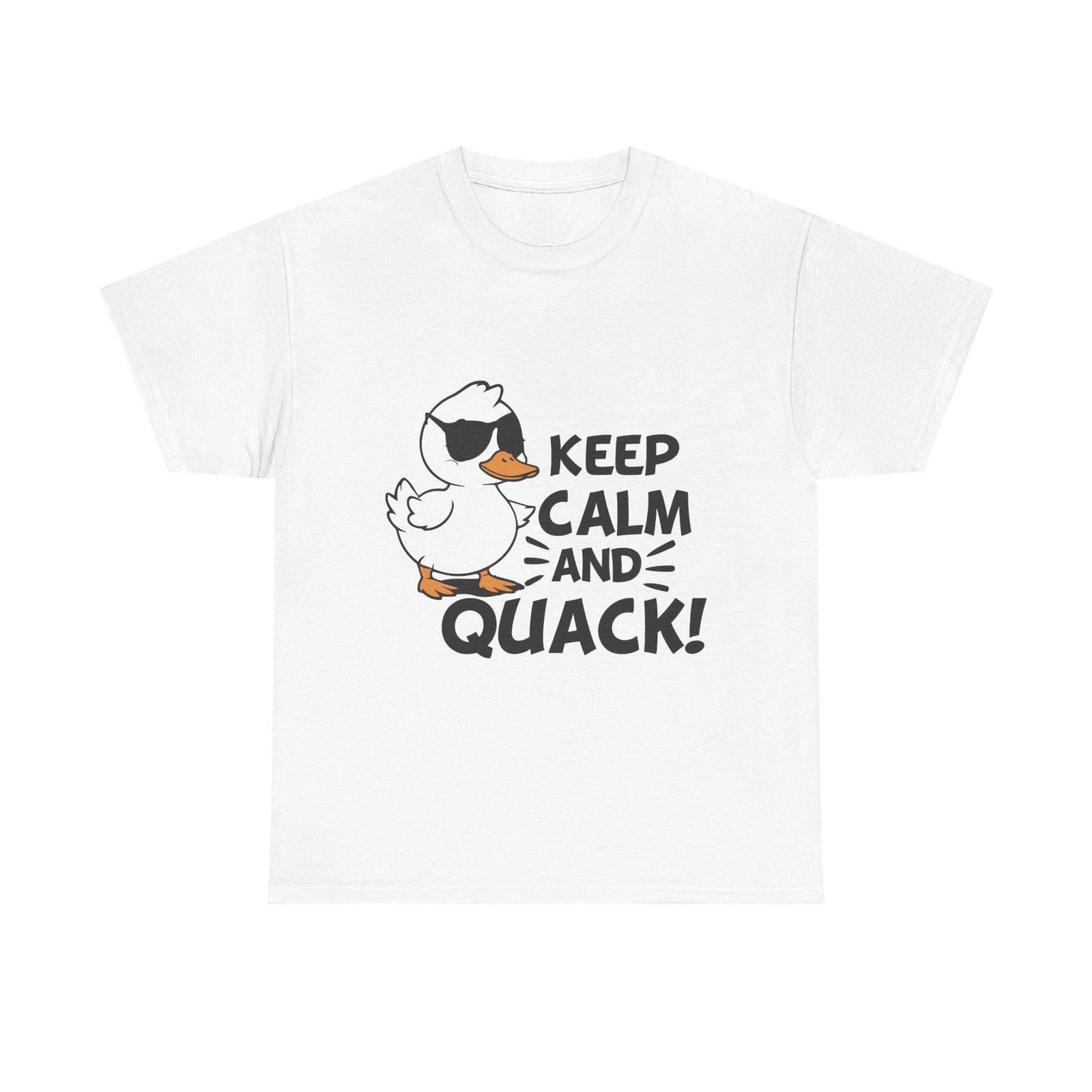 Funny Duck T shirt, Keep Calm and Quack Tee, Unisex Cotton Shirt, Gift for [...] L