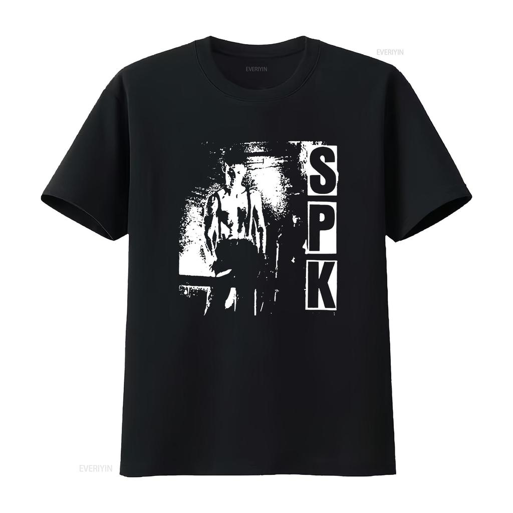 SPK Limited Edition Classic Black Tribute T Shirt Vintage Print Retro Style High Quality Fabric Vintage Washed Homme