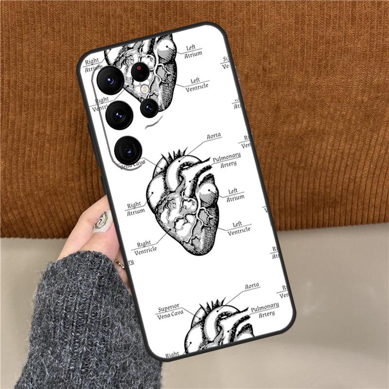 Vintage Anatomical Heart Brain Phone Case For Samsung Galaxy S25 Ultra S9 S10 Plus S20 FE S21 S22 S23 S24 Ultra Back Cover