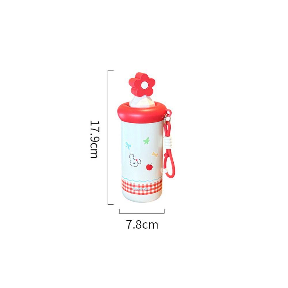 Neue Blume Isoliert Tasse Edelstahl mit Strohhalm Thermoskanne mit Lanyard Vakuum Becher für Kleinkinder Geschenke