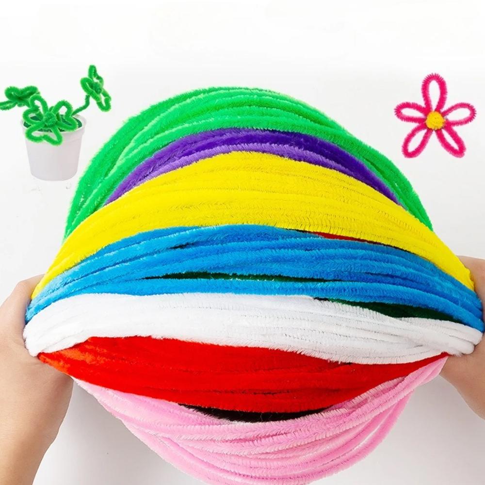 1500-100Pcs Multicolor Craft Pipe Cleaners Chenille Stems Plush Stick DIY Twisting Sticks for Kids Arts Handcraft Decor