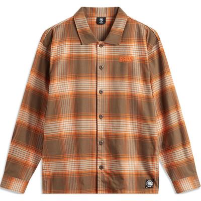 Anti-Five Series Full Print Striped Button-Down Loose Long Sleeve Shirt Men Shirts Brown Plaid ASHU473-2