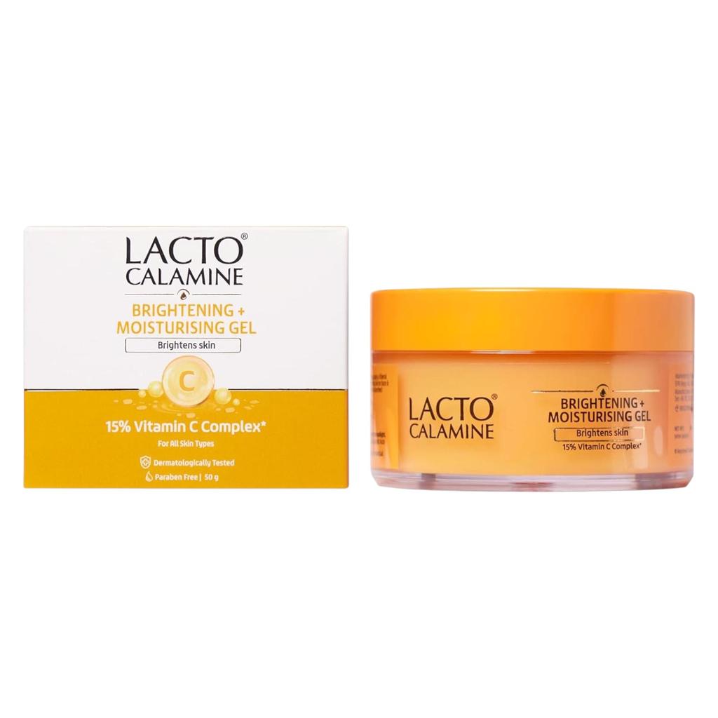 Lacto Calamine 15% Vitamin C Moisturizer for Face 50g Pack of 1 Brightening Non-Sticky Quick Absorbing Gel