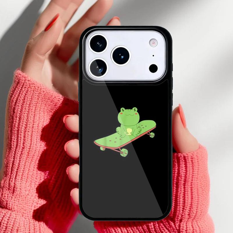 Frog Skateboard Cute Kawaii Phone Case for iPhone 17 16 15 14 13 Pro Max Back Cover for 12 11 Pro Coque