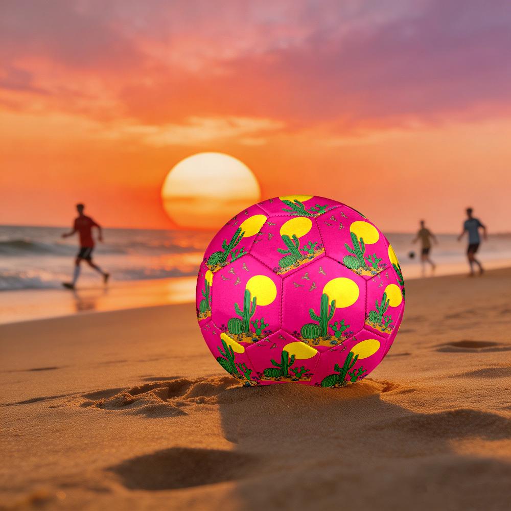 1pc Desert Sunset Cactus Theme Soccer Ball Football, Size 5, Lightweight PVC, Outdoor Training Soccer Ball,Gift j6147