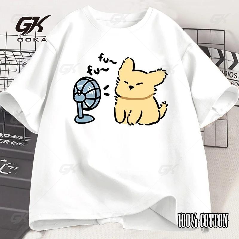

Summer Cool Fan Cat Women s T-shirt Casual Fashion Comfortable Women s Street Fun Summer Cotton Short Sleeve Pattern T-shirt 4XL