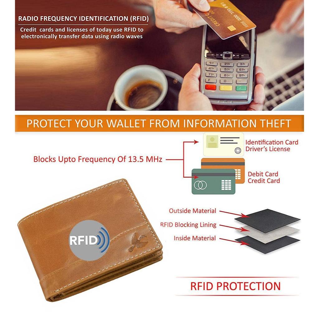 Buttler Tan RFID Blocking Leather Wallet for Men
