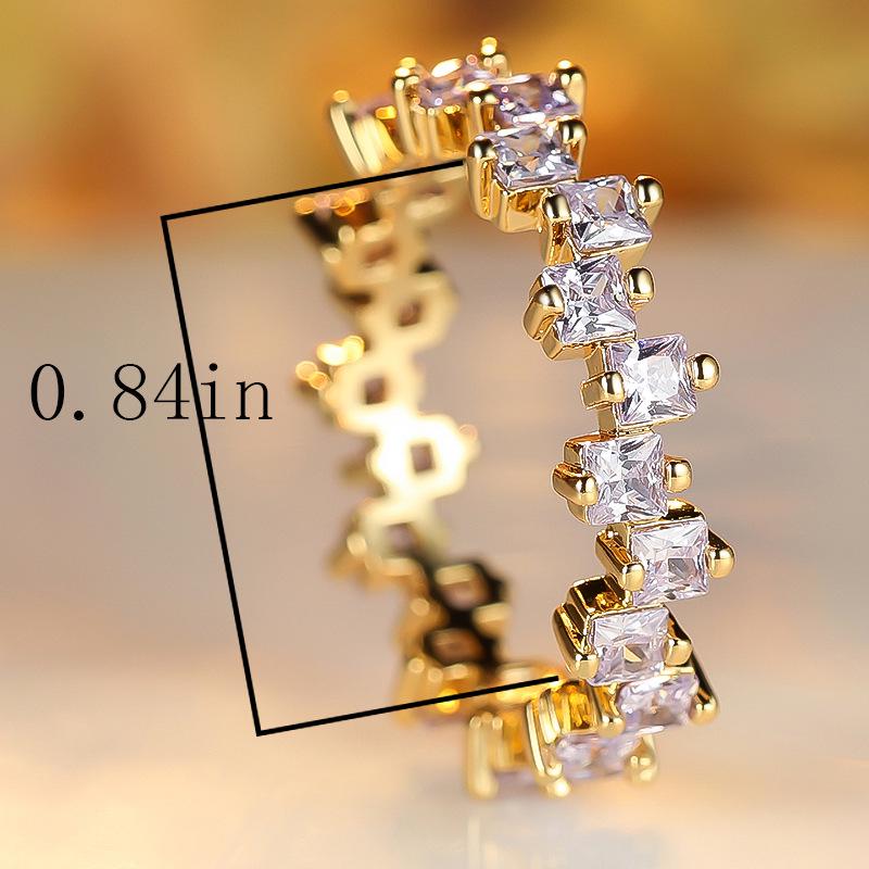Erhun Creative Zircon Diamond Inlaid Gold-Plated Square Ring