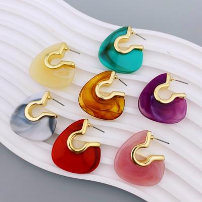 Unique Vintage Acrylic Earrings with Geometric Design - Great for Everyday Wear Earrings for Women