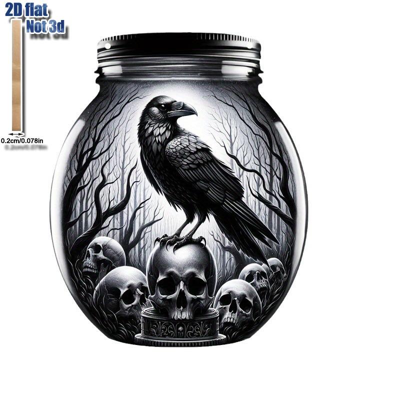 Mason Jar Hangings Decor, Dark Crow Reaper Style, Skull, with Personalized Text - Halloween Decor,  Nurseries, Vintage Home Decor Wall for Bar Kitchen
