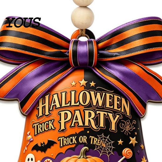 Easy Installation Decor Halloween USA Liberty Bell Ornament, 2D Acrylic Spooky Pumpkin Ornament Ghost Hanging Decoration for Wall Door Home