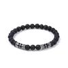 Fashion Mens Bracelet Natural Stone 6mm Lava Rock Tiger Eyes Beaded Braclet Leisure Accessories Gift For Him