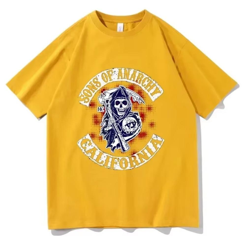 SAMCRO Sons of Anarchy Print T-shirt Summer Short Sleeves Sweatshirt Hip Hop Streetwear Y2k Vintage Casual Cotton Unisex Tshirt