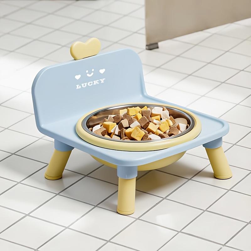 Adorable Stainless Steel Cat Bowl, Featuring a Color-block Design, Comes with a Non-slip Mat To Prevent Tipping, Leak-proof Construction