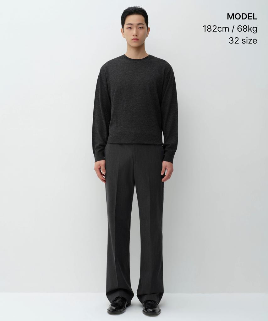 Musinsa Standard New Wide Hidden Banding Slacks [Charcoal Gray]