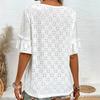 Summer Women's New Style Knitted Embroidered Hollow Ruffled V-neck Short-sleeved T-shirt Top