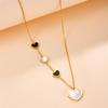 European Stainless Steel Heart Mother-of-Pearl Pendant Necklace with Versatile Tassel Clavicle Chain