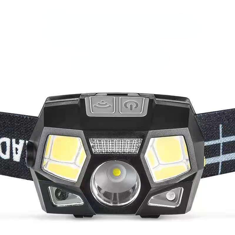 

Светодиодный индукционный налобный фонарь с зарядкой от USB, портативный головной убор, многофункциональный наружный фонарь, ночной фонарь для рыбалки, фонарь для шахтеров чёрный