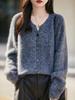Women’s French Style Floral Wool Knit Cardigan - Cozy Autumn/Winter Fashion 2025