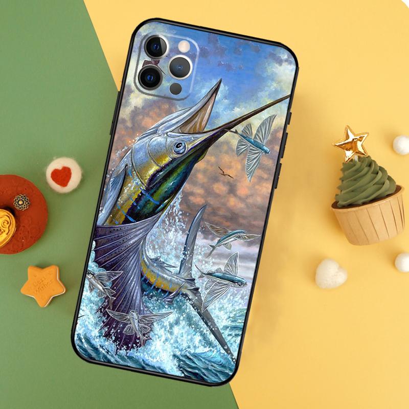 Fishing Gear Fish Funda For iPhone 11 12 13 14 16 15 Pro Max Mini XS Max X XR SE2 7 8 14 16 15 Plus Phone Case