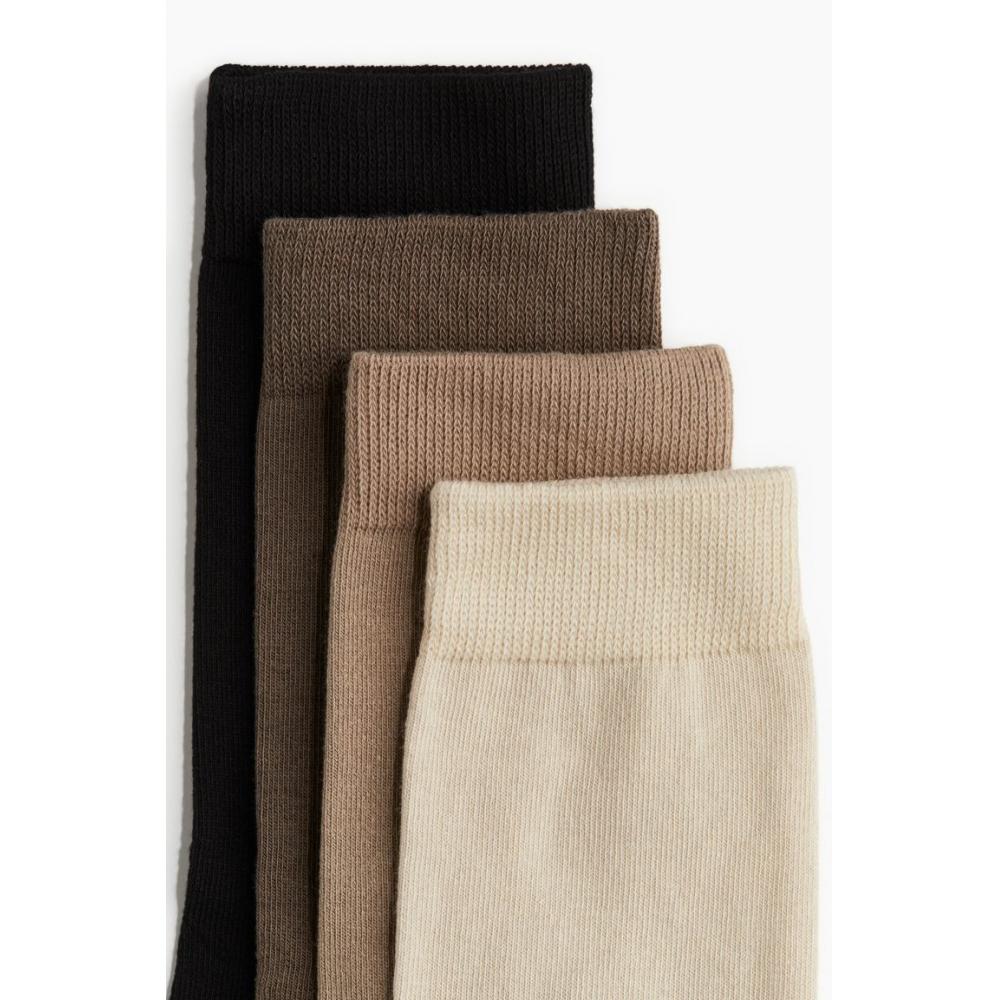 H M Socks Set Of 5 Pairs creaM Beige Brown Black