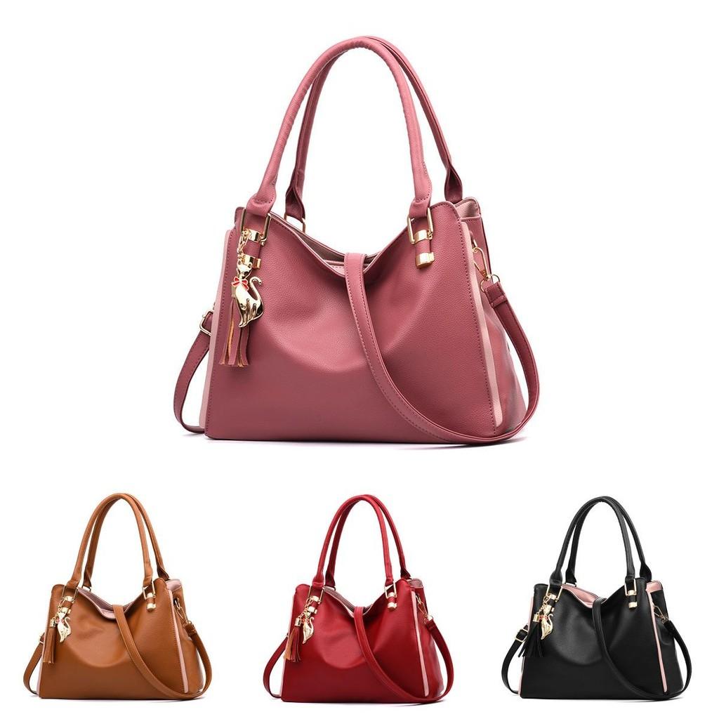 Stylish Soft Leather Mom Bag Large Capacity Trendy Handbag For Women In Wine Red Color
