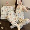 Cloud Cotton Cartoon Pony Pajamas: Women's 2026 Summer Three-Piece Set, Short Sleeve, Fun & Cute Homewear