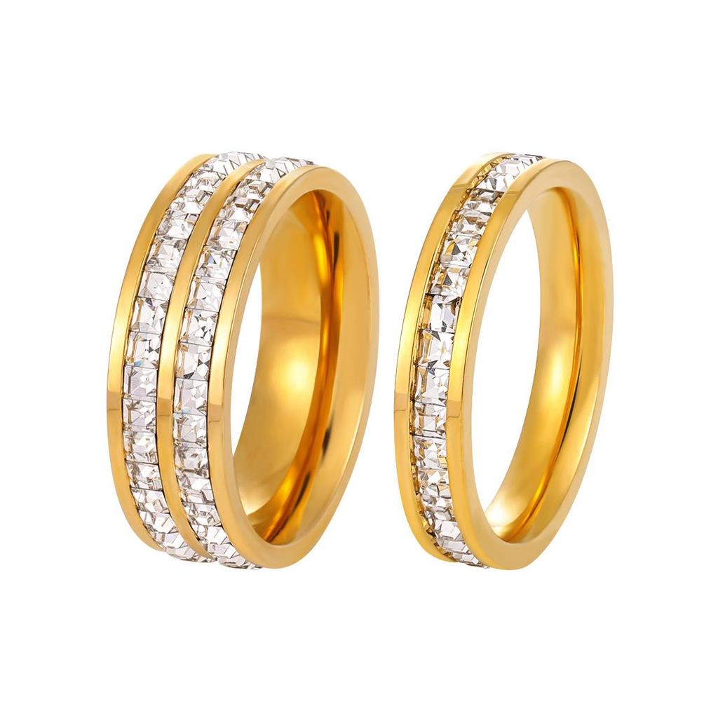 Korean Style Star Diamond Gold-Plated Titanium Steel Ring