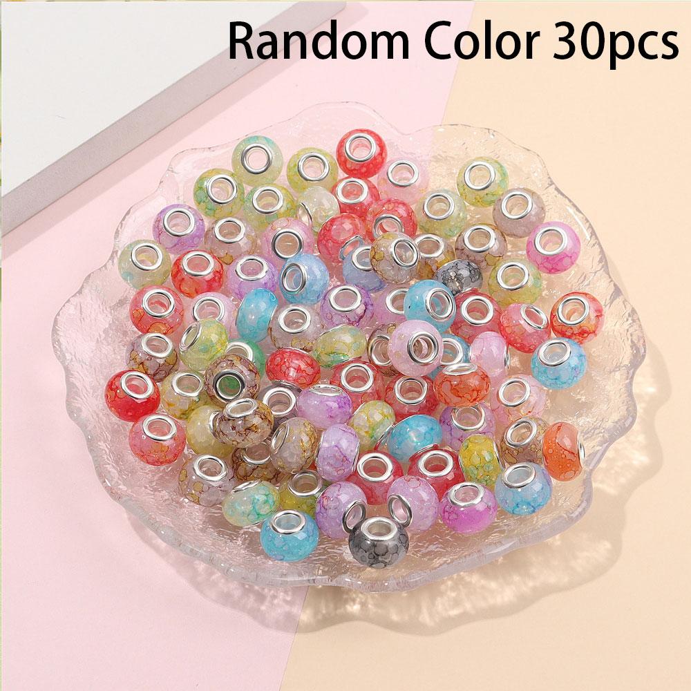 

30/50/100 шт. европейских бусин-разделителей с большими отверстиями из смолы, декоративные бусины в стиле чернил, подвесные бусины, изготовление ожерелий, браслетов и украшений своими руками 30pcs разноцветный